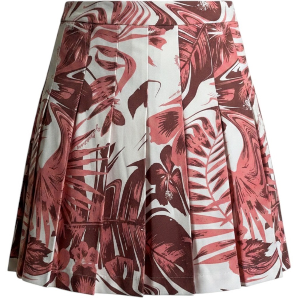 J.Lindeberg Womens Adina Print Skort XS Hibiscus Pink Tropical‎ Pleated Golfcore